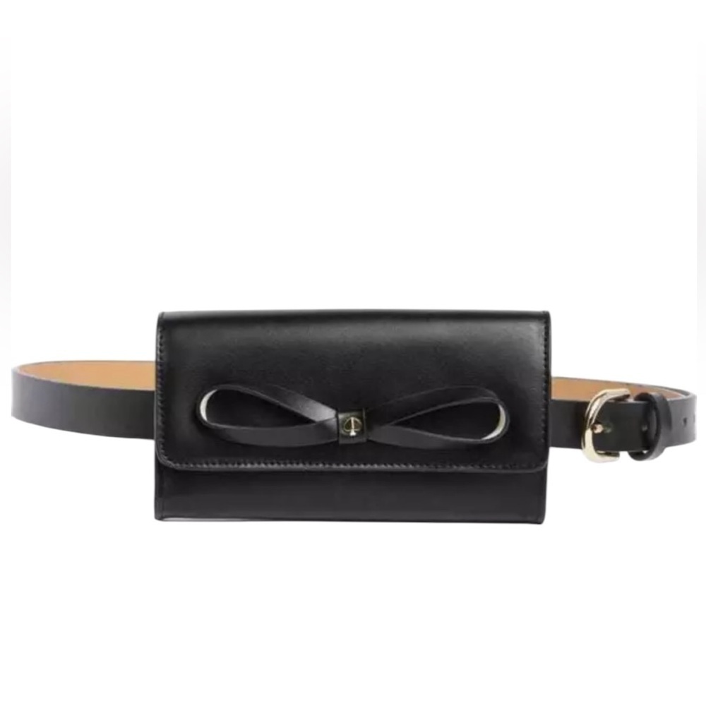 Kate Spade Black Leather Belt Bag with Bow Detail